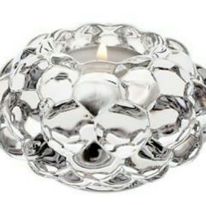 Orrefors Candle Holder Crystal Hallon Raspberry